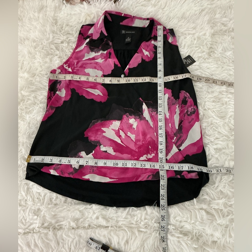 INC Women’s Sleeveless Black Pink Floral Peony Print Blouse M NWT - Picture 9 of 13